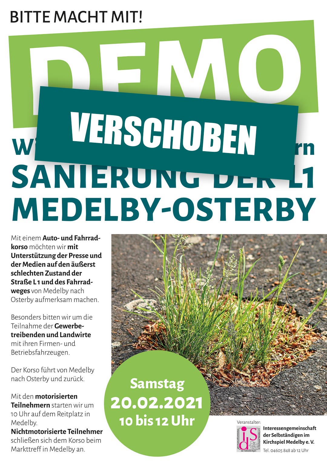 Demo „Wirtschaft fordert Sanierung der L1 Medelby-Osterby“